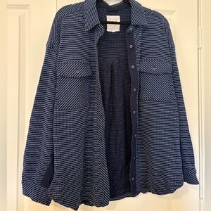 Aerie Navy Blue Waffle Button Up Shirt